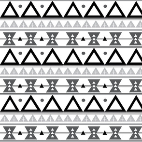 Tribal in Black, Grey, and White - Triangles