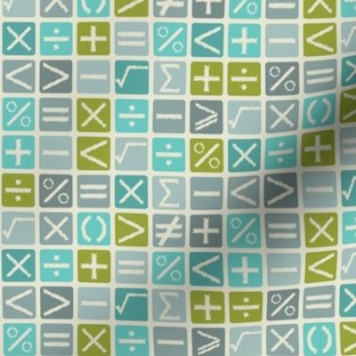 Math symbols blue green