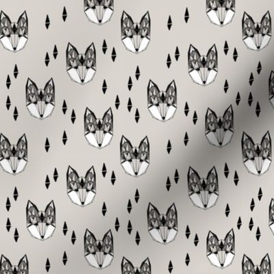 geometric fox head // grey fox fox head kids design cute trendy foxes for kids