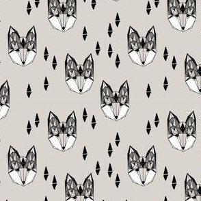 geometric fox head // grey fox fox head kids design cute trendy foxes for kids