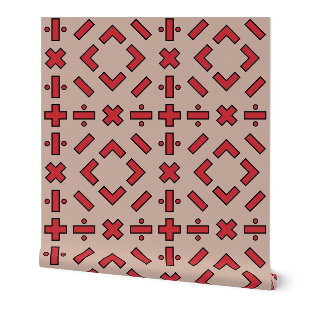 math symbols - black and red on tan