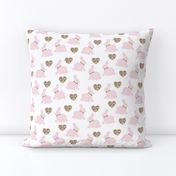 pink bunny gold hearts