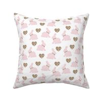 pink bunny gold hearts