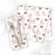 pink bunny gold hearts