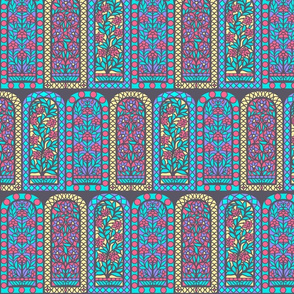 Pastel India Floral Stained Glass Windows