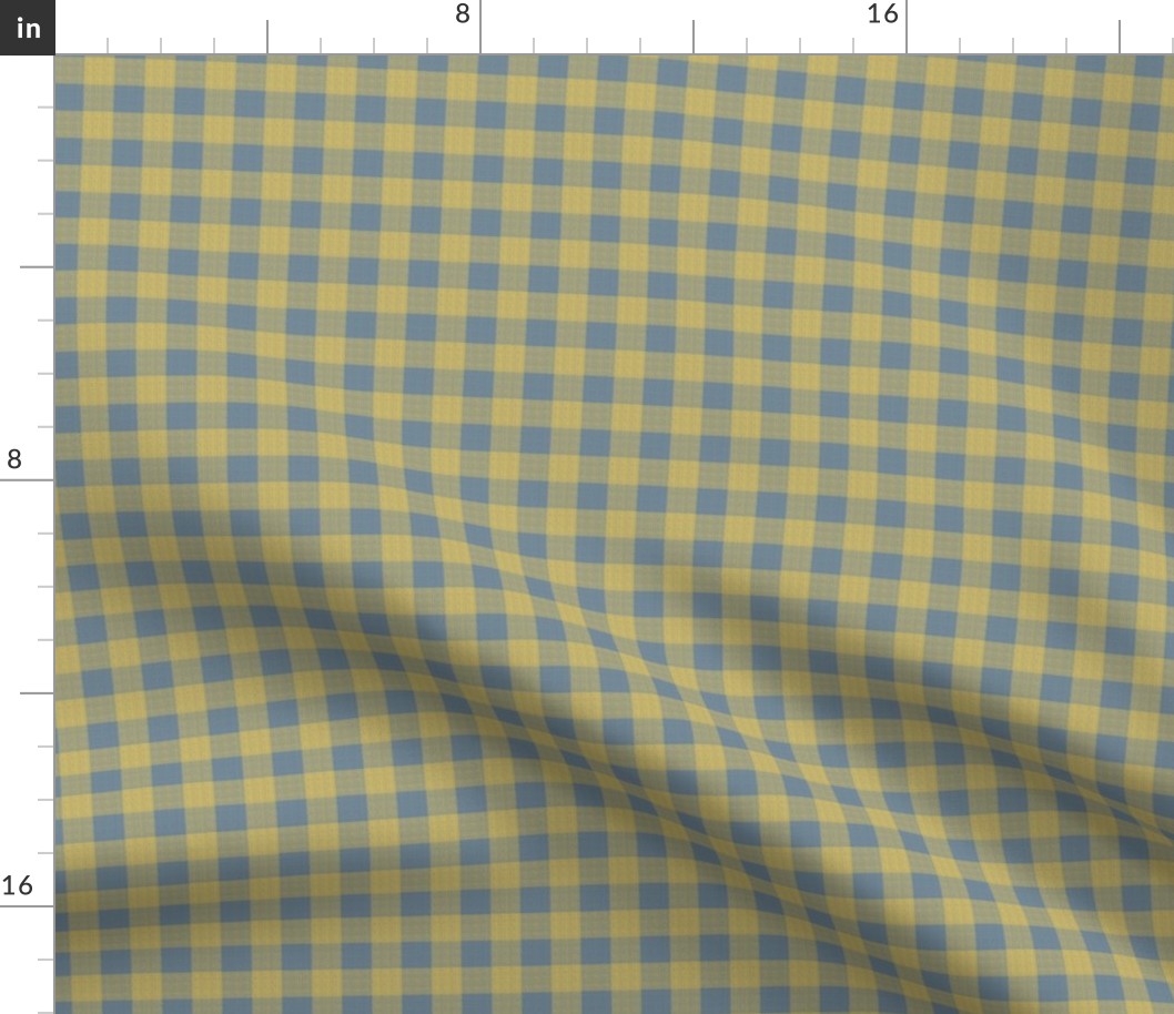 gingham mesh yellow on blue 