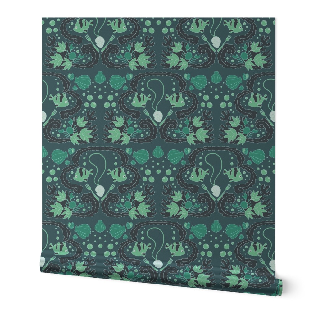 Under the Sea Damask Green