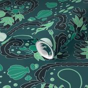 Under the Sea Damask Green