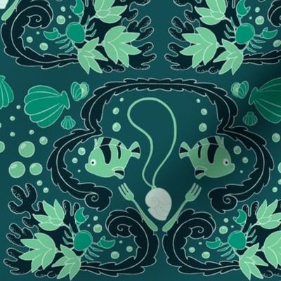 Under the Sea Damask Green