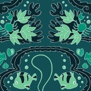 Under the Sea Damask Green