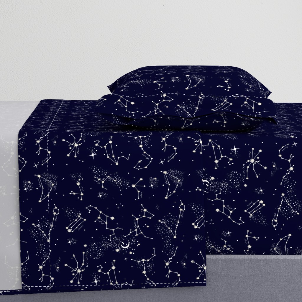 Zodiac Constellations in Night Navy