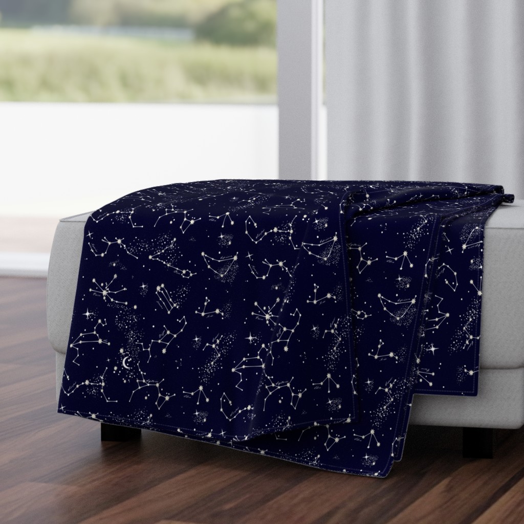 Zodiac Constellations in Night Navy