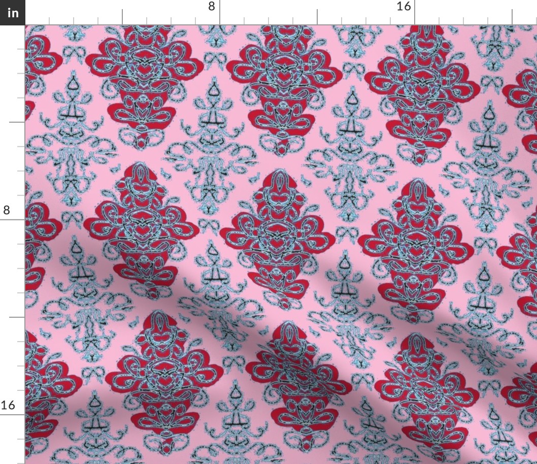 Damask pink red