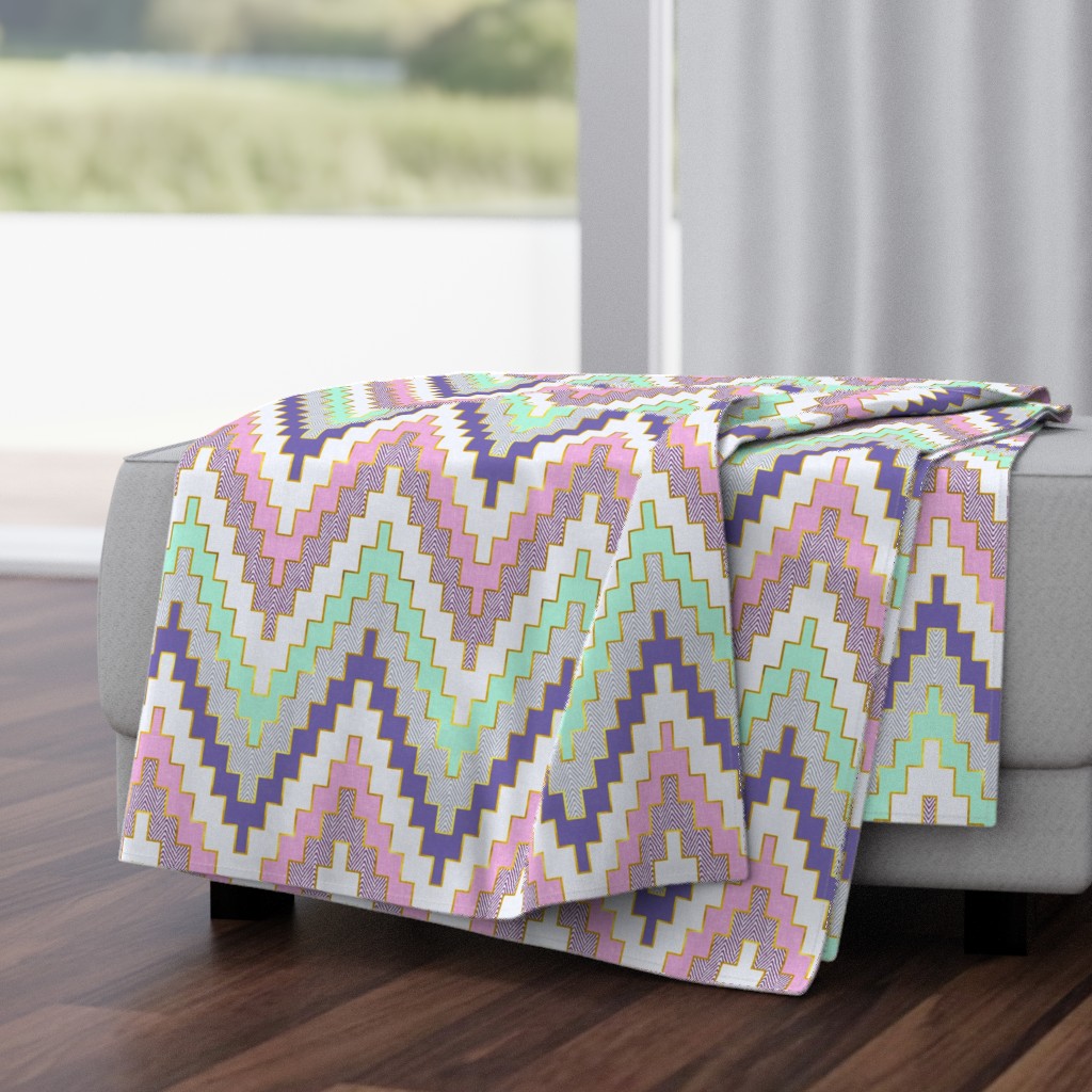 Luxe Chevron in Bright Mint and Violet