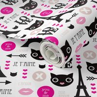 Paris mon amour cute eiffel tower kitten and love icons for valentines day