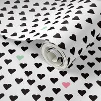 Abstract scandinavian style pastel black and white hearts love print for Valentine