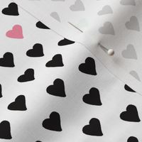 Abstract scandinavian style pastel black and white hearts love print for Valentine