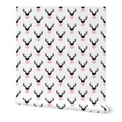 Cute girls scandinavian woodland deer antlers and hearts Valentine love pattern