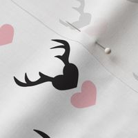 Cute girls scandinavian woodland deer antlers and hearts Valentine love pattern