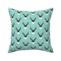 Cute blue scandinavian woodland deer antlers and hearts Valentine love pattern