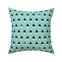 Scandinavian pastel nuts woodland theme in mint and black