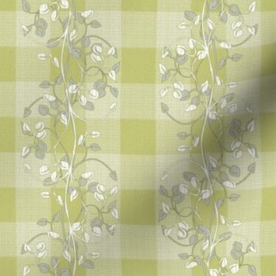 gingham mesh lime pie gray and white vines