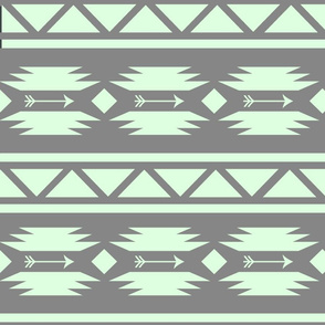 Aztec and Arrows Mint Grey