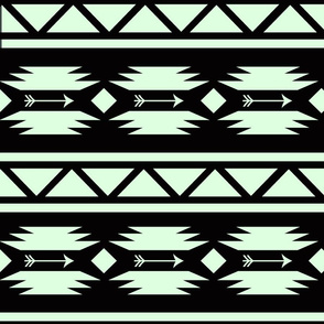 Aztec and Arrows Mint and Black