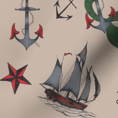 Classic Sailor Tattoos Fabric