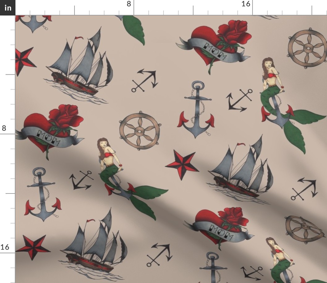 Classic Sailor Tattoos Fabric