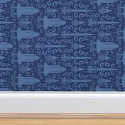 Rocket Science Damask (Navy Rotated)