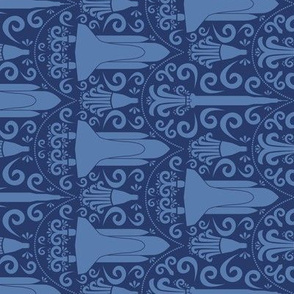 Rocket Science Damask (Navy Rotated)