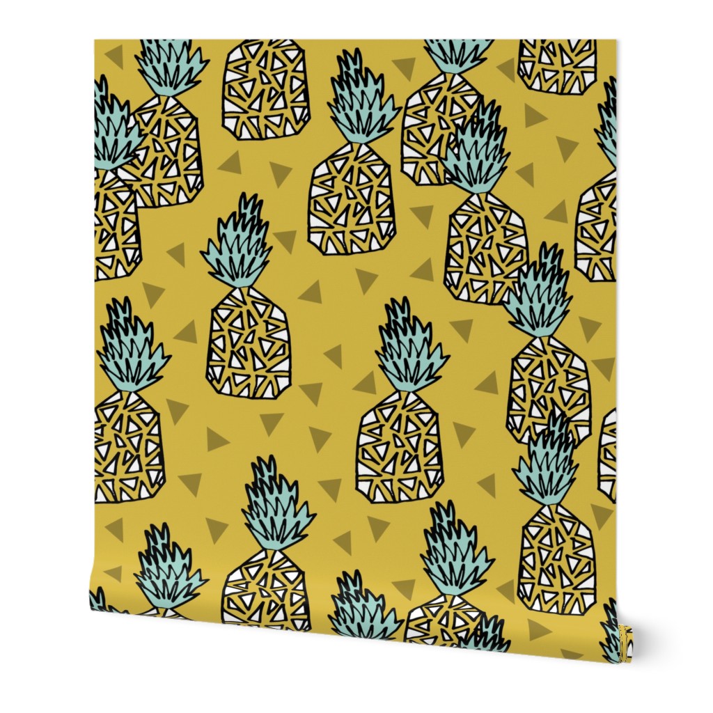 pineapple // golden yellow tiny mini pineapples fruit print