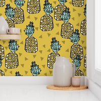 pineapple // golden yellow tiny mini pineapples fruit print