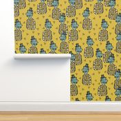 pineapple // golden yellow tiny mini pineapples fruit print