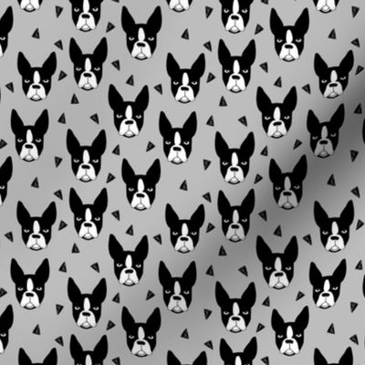 boston terrier // small xtra small grey dog dog heads cute dog breed fabric