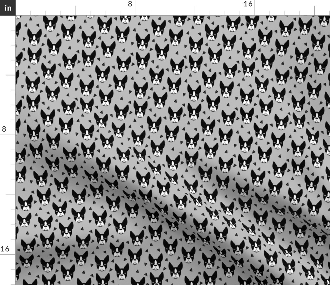 boston terrier // small xtra small grey dog dog heads cute dog breed fabric