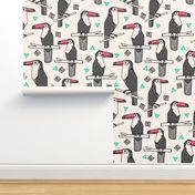 toucan // toucans bird birds tropical palm print cute palms