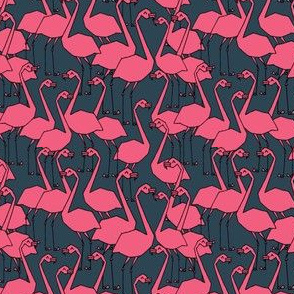 Flamingos - Parisian Blue/Pink (Tiny Version) by Andrea Lauren