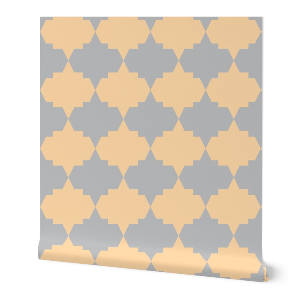 Aztec Quatrefoil Peach Gray