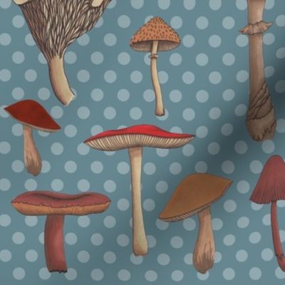 Mushroom Madness Two with Polka Dots