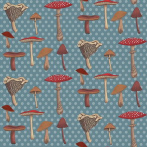 Mushroom Madness Two with Polka Dots