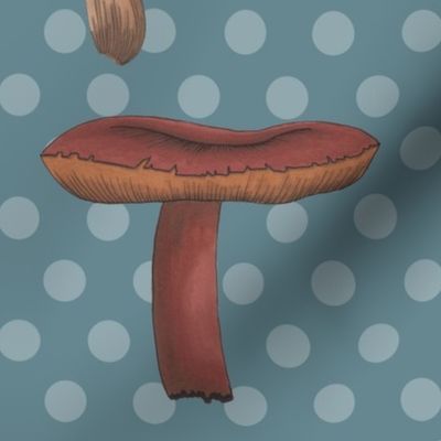 Large Mushroom Madness Two with Polka Dots