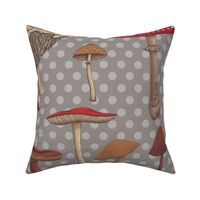 Large Mushroom Madness Two Polka Dots in Gray
