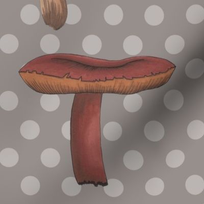 Large Mushroom Madness Two Polka Dots in Gray