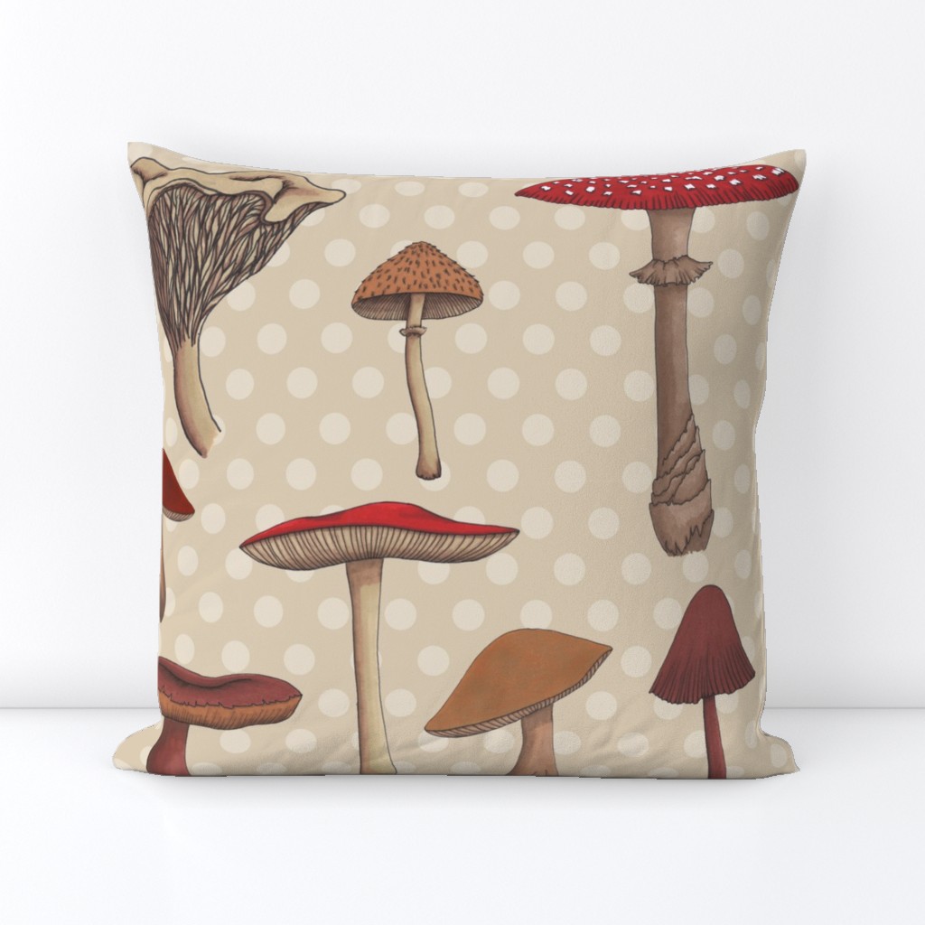 Large Mushroom Madness Two Polka Dots in Cream