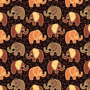 Baby Elephants & Hearts Orange Black