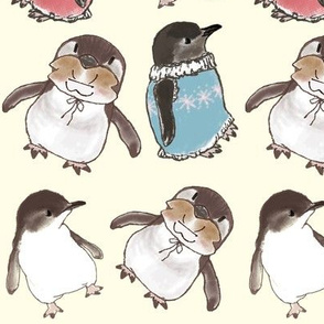 Little Penguins and Kitten