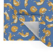 Orange Cats on Periwinkle