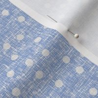 Grayed blue dots on blue linen weave by Su_G_©SuSchaefer